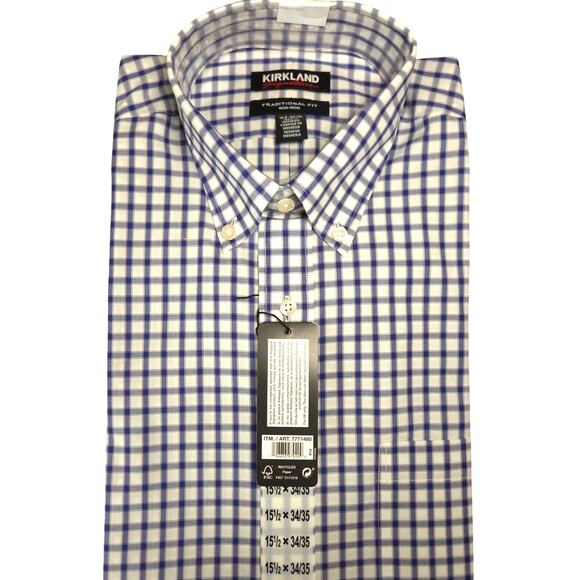 New with Tags Button Down Long Sleeve White Indigo no-iron sz. 15.5 - Picture 1 of 6